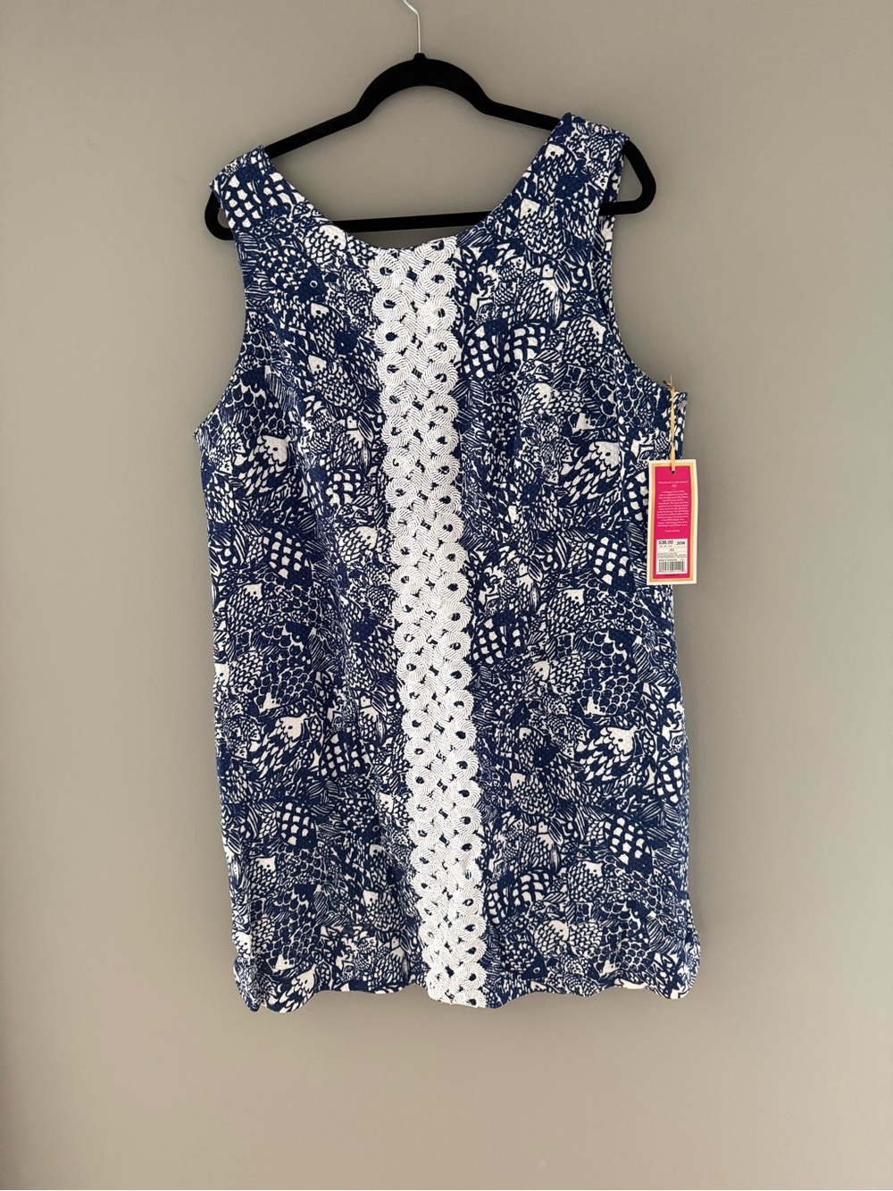 Lilly Pulitzer for target Navy Blue Floral Dress with White Lace Trim
